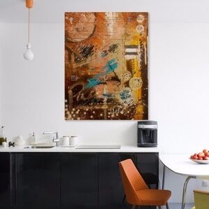 Small Original Wall Hanging Abstract Painting for Home Business Cabin Restaurant
